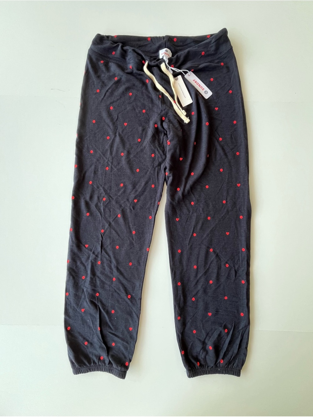 SUNDRY Women's Heart Polka Dot Print Pajama Sweatpants Sz 2/Medium